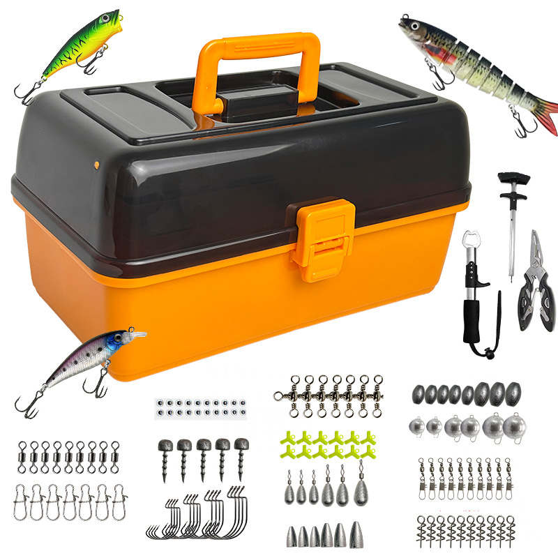 Fishing Hook Box - Duży, czterowarstwowy zestaw przynęt miękkich do